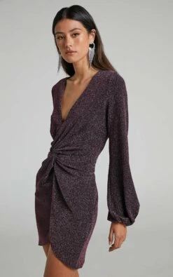 Showpo Mercia Twist Front Long Sleeve Mini Dress In Dark Pink 11 Showpo Mercia Twist Front Long Sleeve Mini Dress In Dark Pink -Showpo Women's Clothing Store Mercia Twist Front Mini Dress in Dark Pink 2528SD22040071012529 2