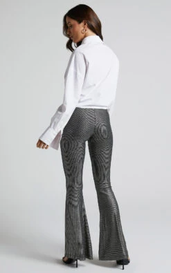 Showpo Merlin High Waisted Lurex Flared Pants In Black And Silver 12 Showpo Merlin High Waisted Lurex Flared Pants In Black And Silver -Showpo Women's Clothing Store Merlin Lurex Knitted Flared Pants in Black and Silver 5