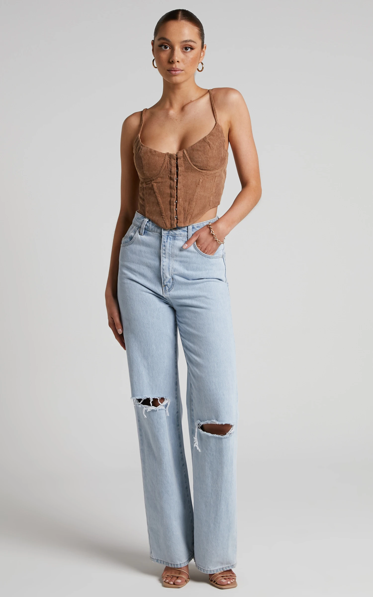 Showpo Mervin Top - Corduroy Corset In Mocha 3 Showpo Mervin Top - Corduroy Corset In Mocha - Image 3