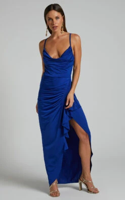 Showpo Mhira Cowl Neck Maxi Dress In Blue 14 Showpo Mhira Cowl Neck Maxi Dress In Blue -Showpo Women's Clothing Store Mhira Cowl Neck Maxi Dress in Blue 4