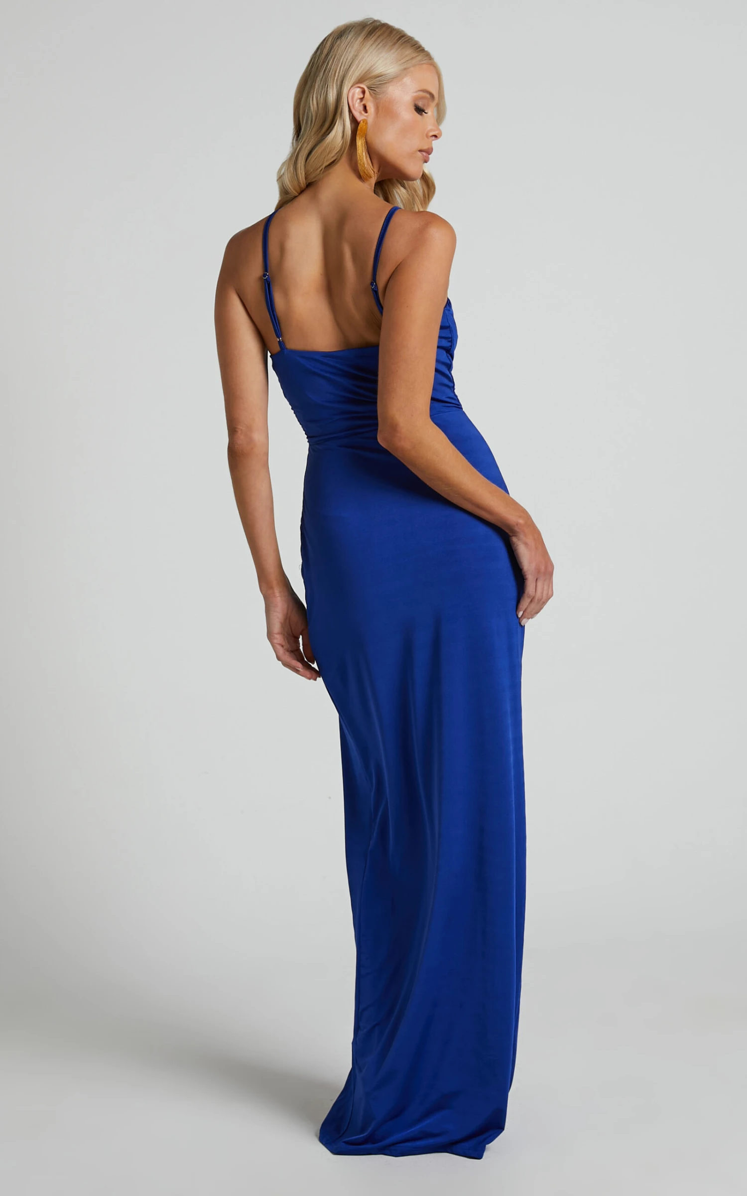 Showpo Mhira One Shoulder Side Split Maxi Dress In Blue 8 Showpo Mhira One Shoulder Side Split Maxi Dress In Blue - Image 8