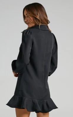 Showpo Mica Mini Dress - Frill Hem Balloon Sleeve Shirt Dress In Black 15 Showpo Mica Mini Dress - Frill Hem Balloon Sleeve Shirt Dress In Black -Showpo Women's Clothing Store Mica Frill Hem Shirt Dress in Black SD20010057 7