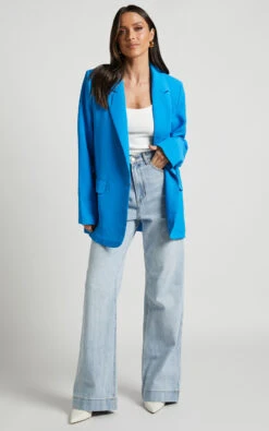 Showpo Michelle Oversized Plunge Neck Button Up Blazer In Blue 15 Showpo Michelle Oversized Plunge Neck Button Up Blazer In Blue -Showpo Women's Clothing Store Michelle Oversized Plunge Neck Button Up Blazer in Blue