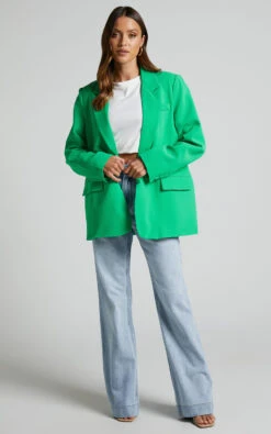 Showpo Michelle Oversized Plunge Neck Button Up Blazer In Green 10 Showpo Michelle Oversized Plunge Neck Button Up Blazer In Green -Showpo Women's Clothing Store Michelle Oversized Plunge Neck Button Up Blazer in Green