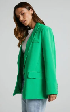 Showpo Michelle Oversized Plunge Neck Button Up Blazer In Green 11 Showpo Michelle Oversized Plunge Neck Button Up Blazer In Green -Showpo Women's Clothing Store Michelle Oversized Plunge Neck Button Up Blazer in Green 4
