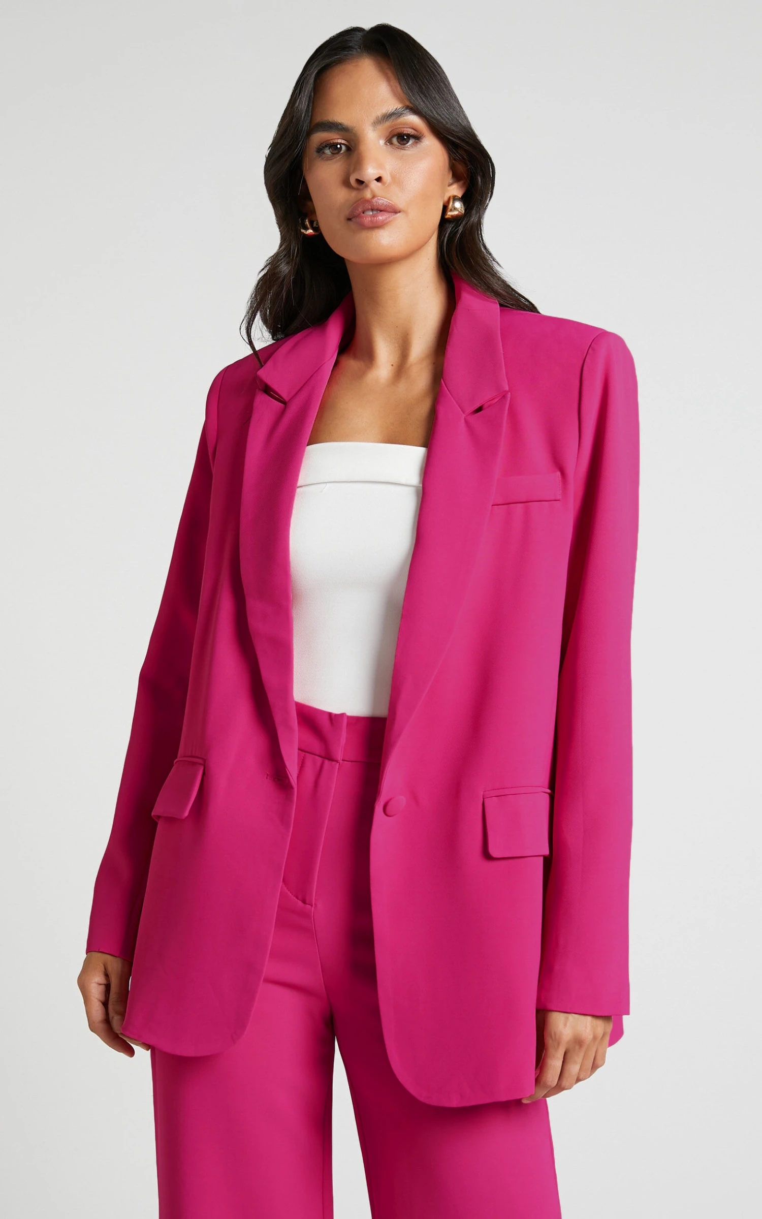 Showpo Michelle Oversized Plunge Neck Button Up Blazer In Pink 3 Showpo Michelle Oversized Plunge Neck Button Up Blazer In Pink - Image 3