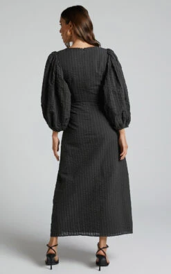 Showpo Miggy Midi Dress - Puff Sleeve Cut Out Split Dress In Black 12 Showpo Miggy Midi Dress - Puff Sleeve Cut Out Split Dress In Black -Showpo Women's Clothing Store Miggy Puff Sleeve Cut Out Midi Dress in Black 4