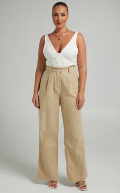 Showpo Mekaila High Waisted Tailored Pants In Beige Linen Look 11 Showpo Mekaila High Waisted Tailored Pants In Beige Linen Look -Showpo Women's Clothing Store Mikayla x Sarah x Anthony 23.12.2172923