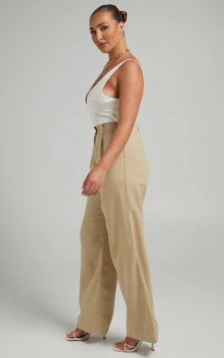 Showpo Mekaila High Waisted Tailored Pants In Beige Linen Look 14 Showpo Mekaila High Waisted Tailored Pants In Beige Linen Look -Showpo Women's Clothing Store Mikayla x Sarah x Anthony 23.12.2172930