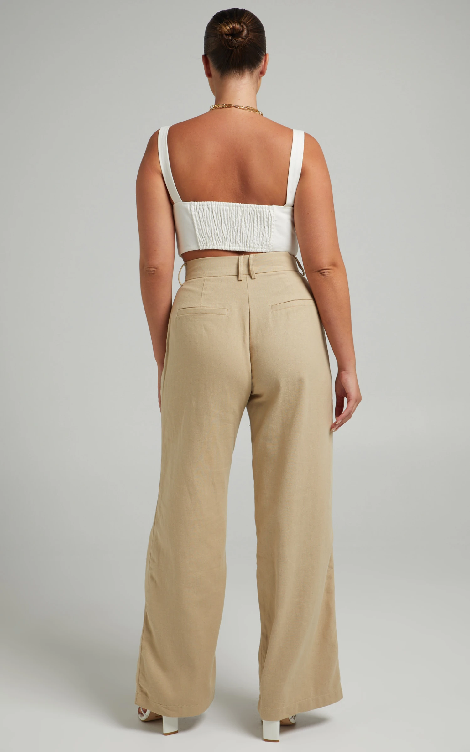 Showpo Mekaila High Waisted Tailored Pants In Beige Linen Look 8 Showpo Mekaila High Waisted Tailored Pants In Beige Linen Look - Image 8