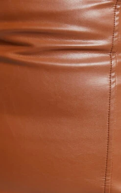 Showpo Minx Faux Leather Halter Mini Dress In Tan -Showpo Women's Clothing Store Minx PU BODY DRESS in Tan 2528SD22070003012529 8