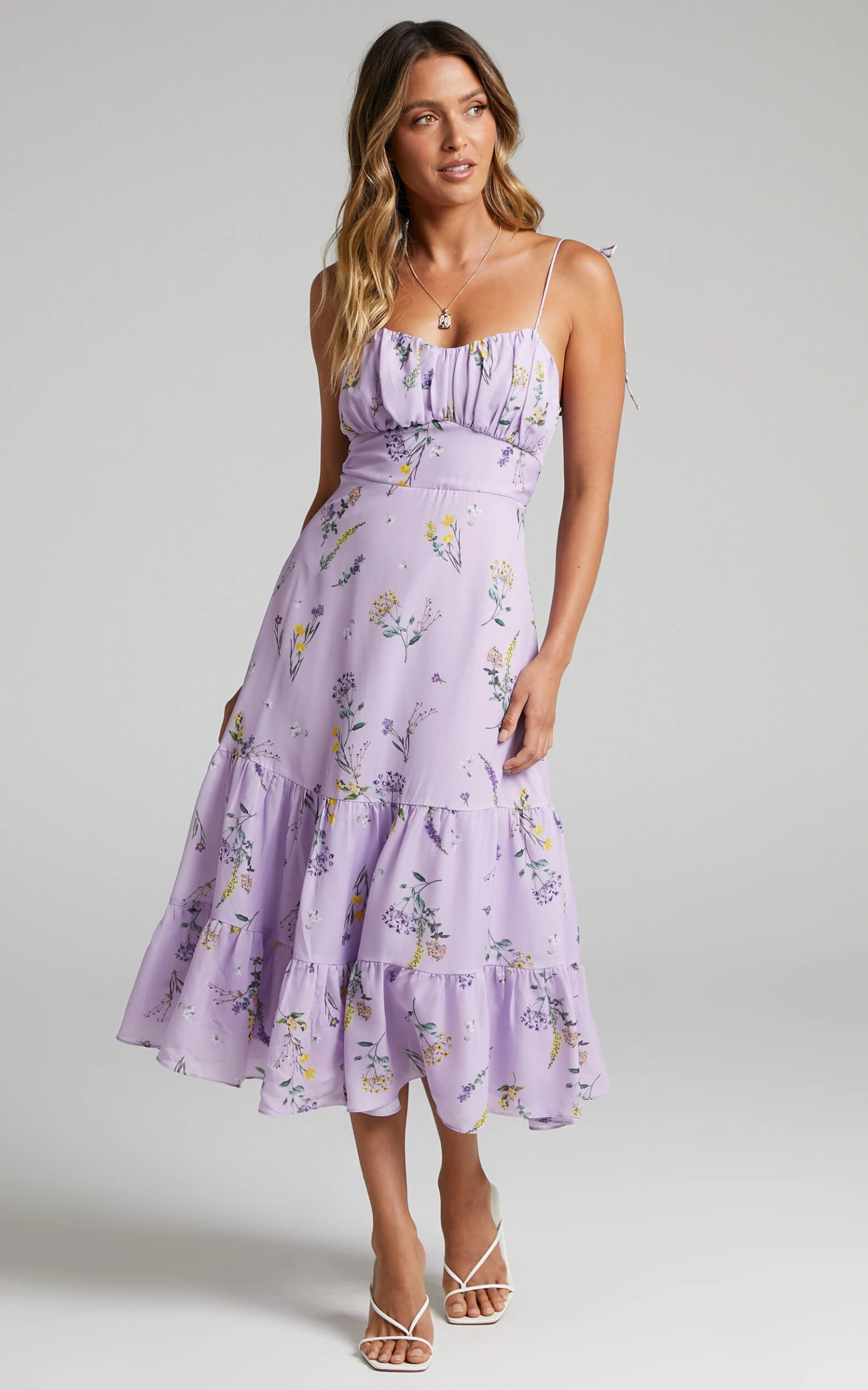 Showpo Monaco Sweetheart Midi Dress In Lavender Botanical Floral 2 Showpo Monaco Sweetheart Midi Dress In Lavender Botanical Floral - Image 2