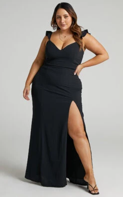 Showpo More Than This Ruffle Strap Maxi Dress In Black -Showpo Women's Clothing Store More Than This Dress in Black 2528S007723012529 1