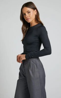 Showpo Morena Long Sleeve Fitted Top In Black 10 Showpo Morena Long Sleeve Fitted Top In Black -Showpo Women's Clothing Store Morena Long Sleeve Fitted Top in Black 4