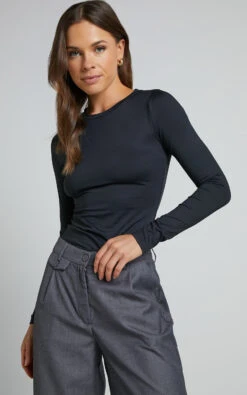 Showpo Morena Long Sleeve Fitted Top In Black 11 Showpo Morena Long Sleeve Fitted Top In Black -Showpo Women's Clothing Store Morena Long Sleeve Fitted Top in Black 5