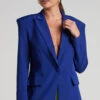 Showpo Morisset Blazer - Single Breasted Shoulder Pad Blazer In Blue