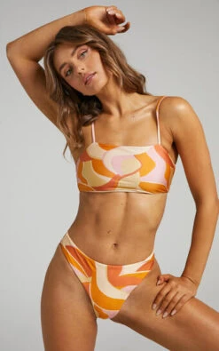 Showpo Muriel Straight Neck Bikini Top In Summer Swirl