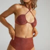Showpo Murphy High Waisted Bottoms In Rust Lurex