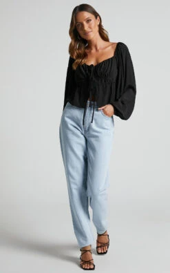 Showpo Nadine Long Sleeve Top With Ruched Bust In Black 16 Showpo Nadine Long Sleeve Top With Ruched Bust In Black -Showpo Women's Clothing Store Nadine Long Sleeve Top with Ruched Bust in Black