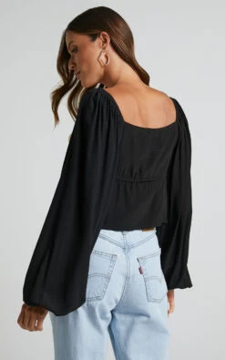 Showpo Nadine Long Sleeve Top With Ruched Bust In Black 15 Showpo Nadine Long Sleeve Top With Ruched Bust In Black -Showpo Women's Clothing Store Nadine Long Sleeve Top with Ruched Bust in Black 6