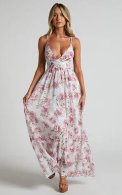 Showpo Namrah Formal Maxi Dress In White Floral