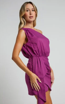 Showpo Niana Drape One Shoulder Mini Dress In Purple -Showpo Women's Clothing Store Niana Drape One Shoulder Mini Dress in Purple 7