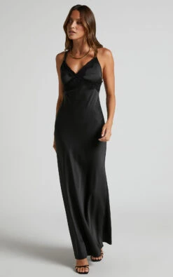 Showpo Nievie Lace Trim Bias Cut Midi Dress In Black -Showpo Women's Clothing Store Nievie Lace Trim Bias Cut Midi Dress in Black