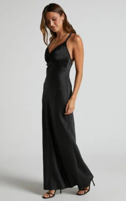 Showpo Nievie Lace Trim Bias Cut Midi Dress In Black -Showpo Women's Clothing Store Nievie Lace Trim Bias Cut Midi Dress in Black 3