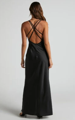 Showpo Nievie Lace Trim Bias Cut Midi Dress In Black -Showpo Women's Clothing Store Nievie Lace Trim Bias Cut Midi Dress in Black 4