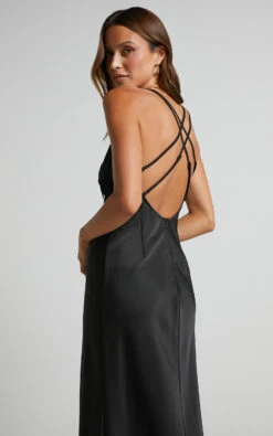 Showpo Nievie Lace Trim Bias Cut Midi Dress In Black -Showpo Women's Clothing Store Nievie Lace Trim Bias Cut Midi Dress in Black 5