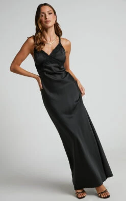 Showpo Nievie Lace Trim Bias Cut Midi Dress In Black -Showpo Women's Clothing Store Nievie Lace Trim Bias Cut Midi Dress in Black 6