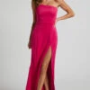 Showpo No Ones Fault One Shoulder Maxi Dress In Berry