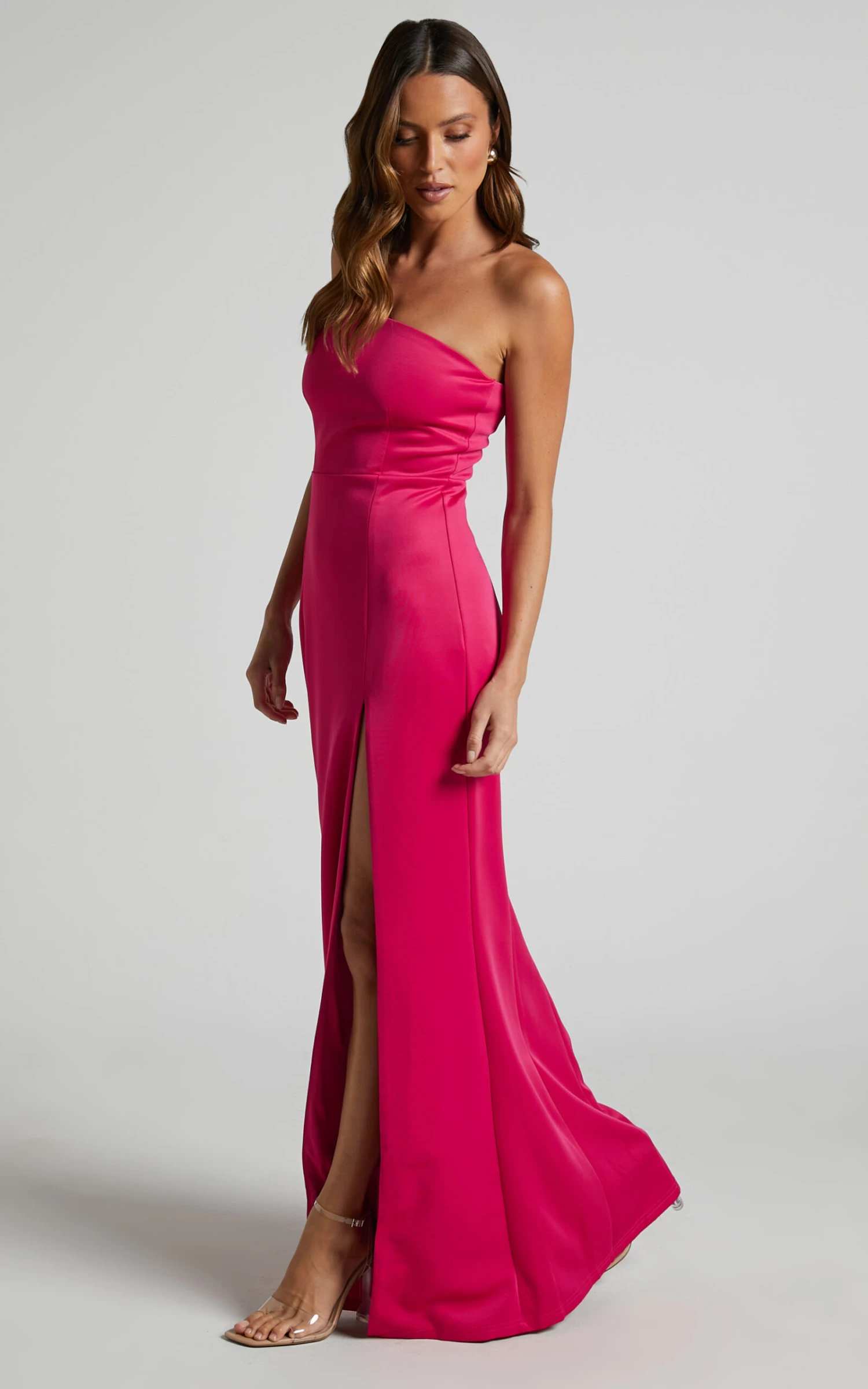 Showpo No Ones Fault One Shoulder Maxi Dress In Berry 4 Showpo No Ones Fault One Shoulder Maxi Dress In Berry - Image 4