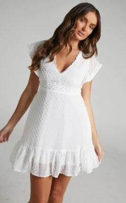 Showpo Once Upon A Daydream V Neck Mini Dress In White -Showpo Women's Clothing Store Once Upon A Daydream V Neck Mini Dress in White 2528S006142012529 4