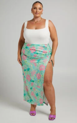 Showpo Eilly Maxi Skirt With Ruched Side Split In Neon Floral 11 Showpo Eilly Maxi Skirt With Ruched Side Split In Neon Floral -Showpo Women's Clothing Store PLEASE MATCH SHOE COLOUR TO PINK ON SKIRT Riley x Sarah x Anthony 17.12.2170574