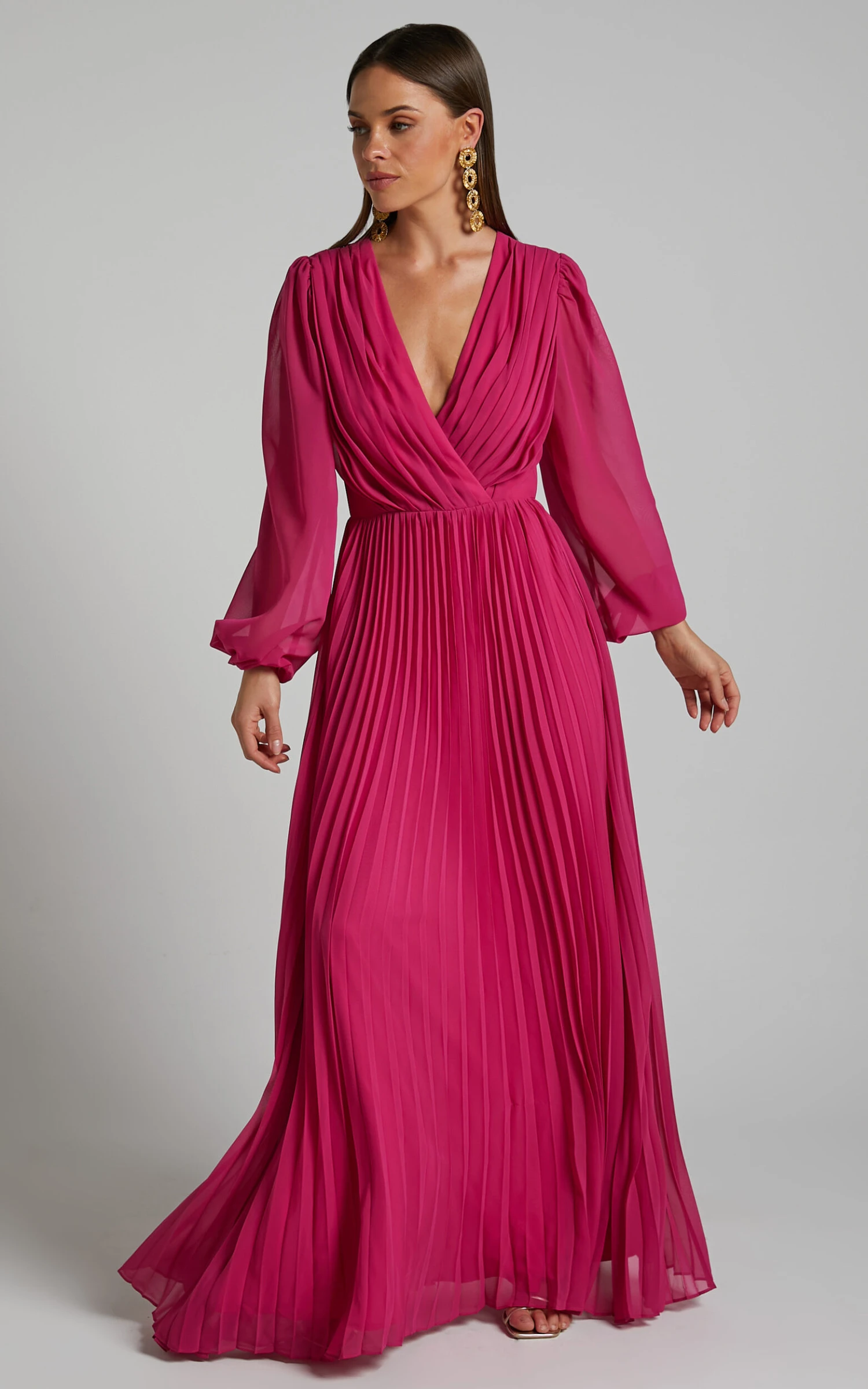 Showpo Palatine Long Sleeve Wrap Pleated Maxi Dress In Pink 8 Showpo Palatine Long Sleeve Wrap Pleated Maxi Dress In Pink - Image 8