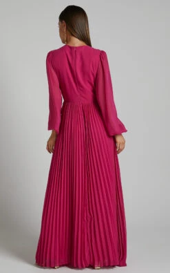 Showpo Palatine Long Sleeve Wrap Pleated Maxi Dress In Pink 13 Showpo Palatine Long Sleeve Wrap Pleated Maxi Dress In Pink -Showpo Women's Clothing Store Palatine Long Sleeve Wrap Pleated Maxi Dress in Pink 7