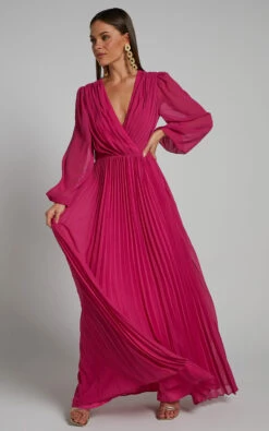 Showpo Palatine Long Sleeve Wrap Pleated Maxi Dress In Pink 12 Showpo Palatine Long Sleeve Wrap Pleated Maxi Dress In Pink -Showpo Women's Clothing Store Palatine Long Sleeve Wrap Pleated Maxi Dress in Pink 8