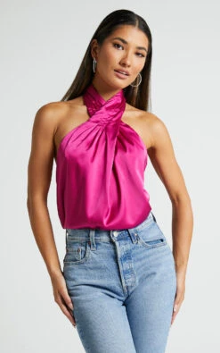 Showpo Perry Top - Halter Neck Twist Top In Magenta 12 Showpo Perry Top - Halter Neck Twist Top In Magenta -Showpo Women's Clothing Store Perry Top Halter Neck Twist Top in Magenta 3