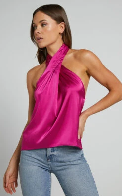Showpo Perry Top - Halter Neck Twist Top In Magenta 14 Showpo Perry Top - Halter Neck Twist Top In Magenta -Showpo Women's Clothing Store Perry Top Halter Neck Twist Top in Magenta 7