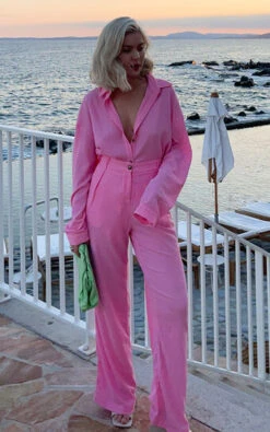 Showpo Isabeau Trousers - Mid Rise Relaxed Box Pleat Tailored Trousers In Pink