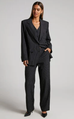 Showpo Queennie Blazer - Oversized Single Breasted Blazer In Black Pinstripe 13 Showpo Queennie Blazer - Oversized Single Breasted Blazer In Black Pinstripe -Showpo Women's Clothing Store Queennie Blazer Oversized Single Breasted Pinstripe Blazer in Black Pinstripe 2528SO22100005012529 1