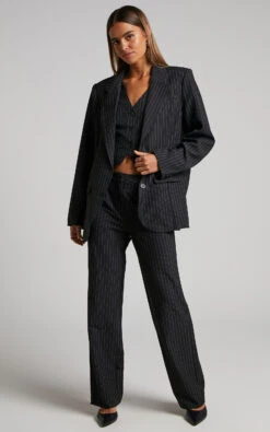 Showpo Queennie Blazer - Oversized Single Breasted Blazer In Black Pinstripe 10 Showpo Queennie Blazer - Oversized Single Breasted Blazer In Black Pinstripe -Showpo Women's Clothing Store Queennie Blazer Oversized Single Breasted Pinstripe Blazer in Black Pinstripe 2528SO22100005012529 2