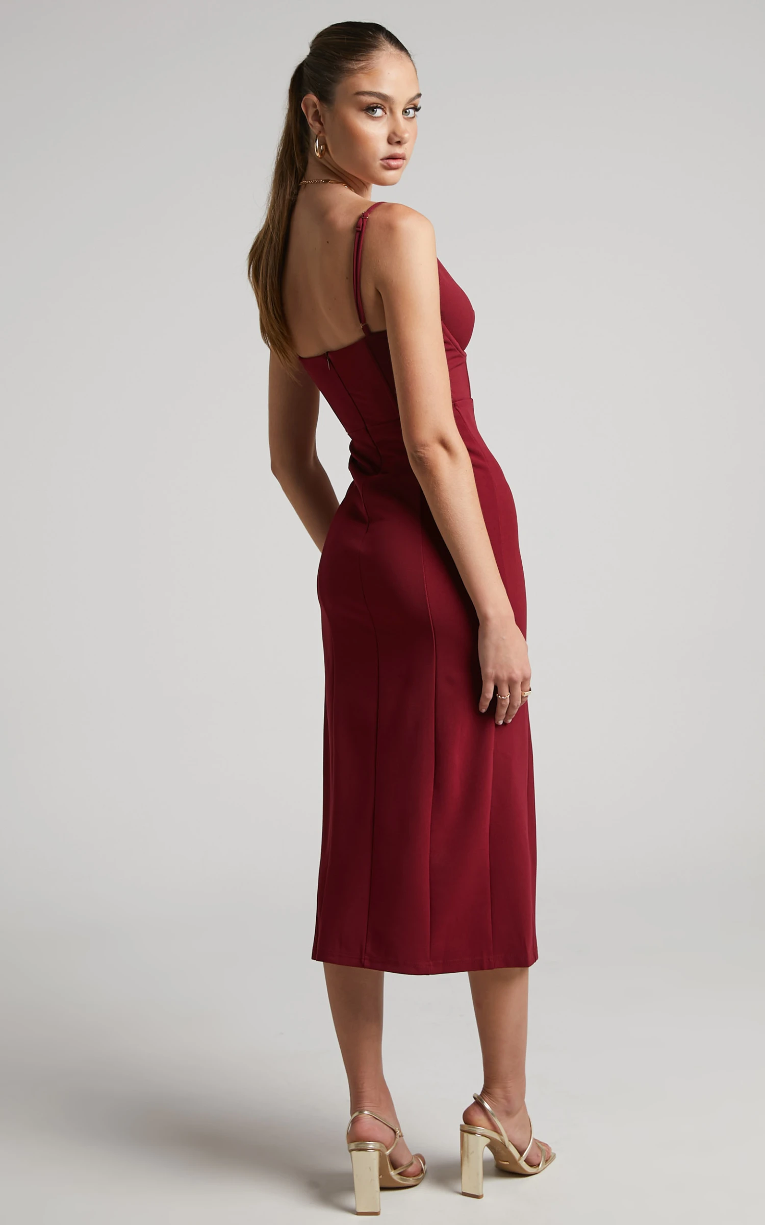 Showpo Reuven Corset Midi Dress In Wine 8 Showpo Reuven Corset Midi Dress In Wine - Image 8