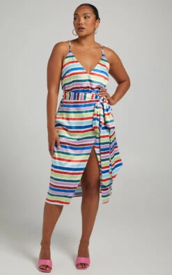 Showpo Lejia Wrap Midi Skirt With Belt Tie In Multi Stripe Satin 12 Showpo Lejia Wrap Midi Skirt With Belt Tie In Multi Stripe Satin -Showpo Women's Clothing Store RHEANNA X LUCY X ANTHONY 12.11.2143166