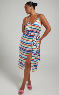 Showpo Lejia Wrap Midi Skirt With Belt Tie In Multi Stripe Satin 13 Showpo Lejia Wrap Midi Skirt With Belt Tie In Multi Stripe Satin -Showpo Women's Clothing Store RHEANNA X LUCY X ANTHONY 12.11.2143215