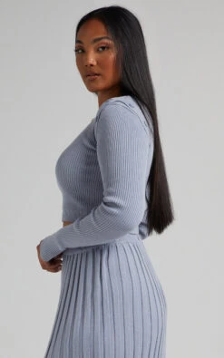 Showpo Isador Button Detail Knit Top In Steel Blue -Showpo Women's Clothing Store RHEANNA X LUCY X ANTHONY 25.10.2122543