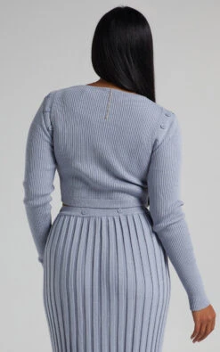 Showpo Isador Button Detail Knit Top In Steel Blue -Showpo Women's Clothing Store RHEANNA X LUCY X ANTHONY 25.10.2122558