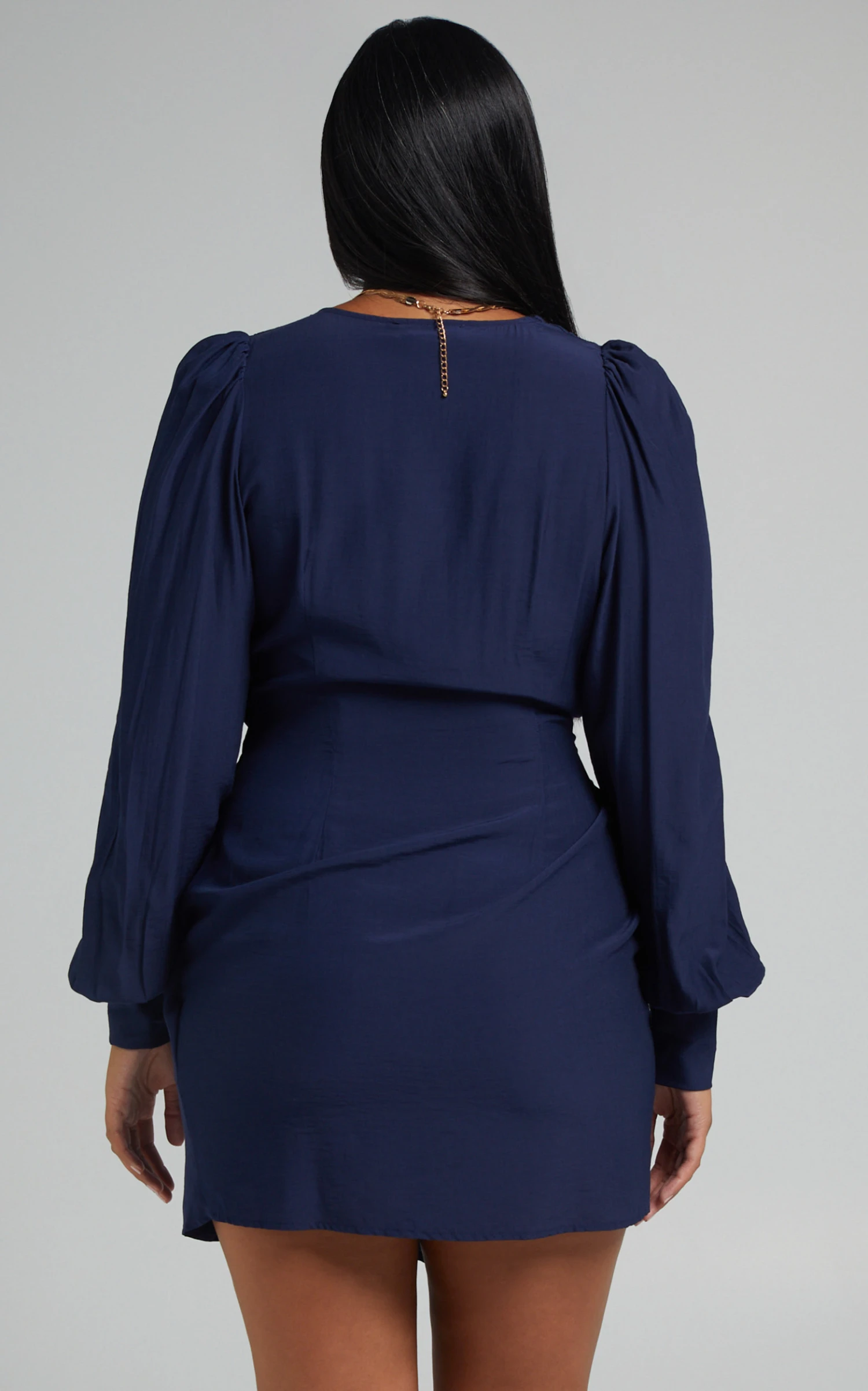 Showpo Bellefleur Faux Wrap Mini Dress In Navy 8 Showpo Bellefleur Faux Wrap Mini Dress In Navy - Image 8