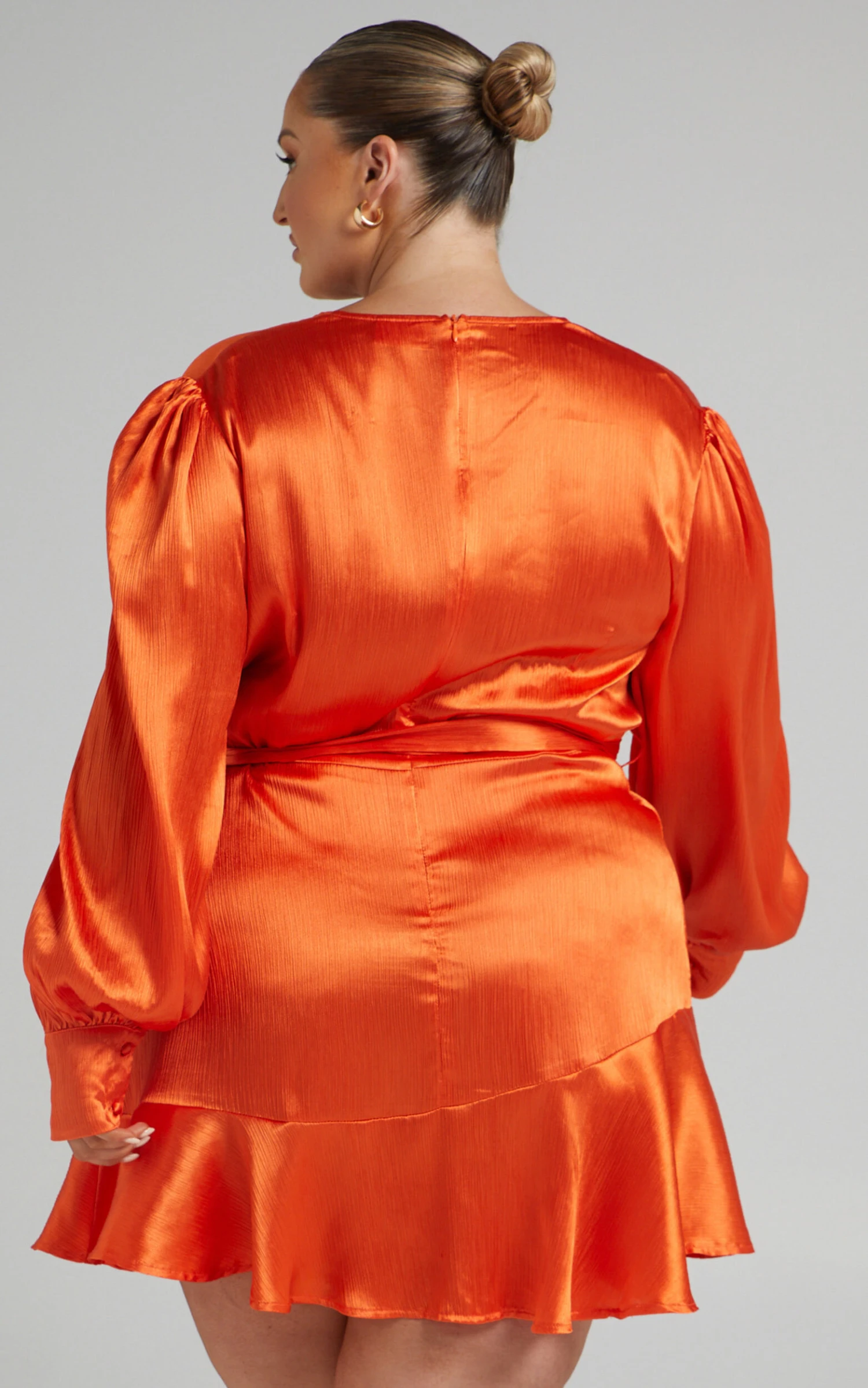 Showpo Francille Long Sleeve Wrap Mini Dress In Orange 7 Showpo Francille Long Sleeve Wrap Mini Dress In Orange - Image 7